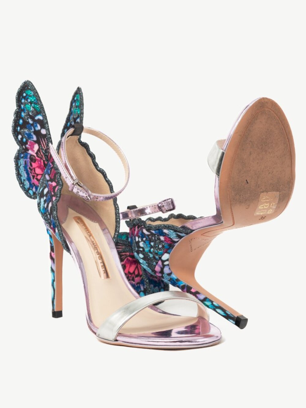 Sophia Webster Chiara Embroidery "Silver & Blue" Butterfly Sandals - Picture 4 of 10